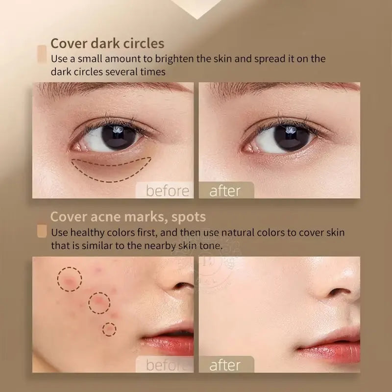 EELHOE 3color Concealer Conceal Redness Dark Circles No Creasing No Separation Full Cover Moisturizing Brightens Skin Concealer