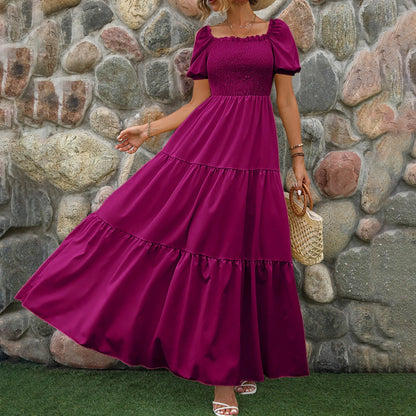 Female Dresses Outfits Women'S 2024 Floral Boho Dress Wrap Crew Neck Short Sleeve Belted Ruffle Hem A Line Flowy Ropa Para Mujer