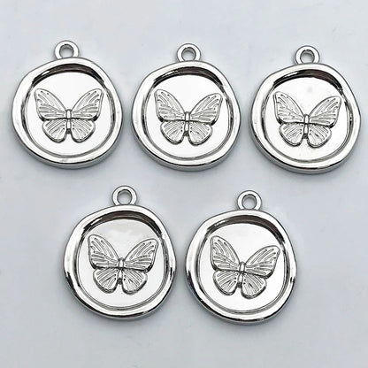 5Pcs Metal Alloy Charms Black Series Sweet and Cool Style Butterfly Cross Flower Shape Pendants Decorations For Jewelry Making