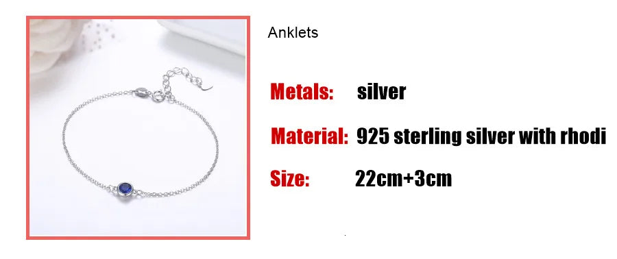 4Color 925 Sterling Silver Chain Round CZ Charm Anklet For Women Foot Jewelry Leg Bracelet Cheville Enkelbandje Halhal Tobillera