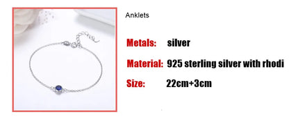 4Color 925 Sterling Silver Chain Round CZ Charm Anklet For Women Foot Jewelry Leg Bracelet Cheville Enkelbandje Halhal Tobillera