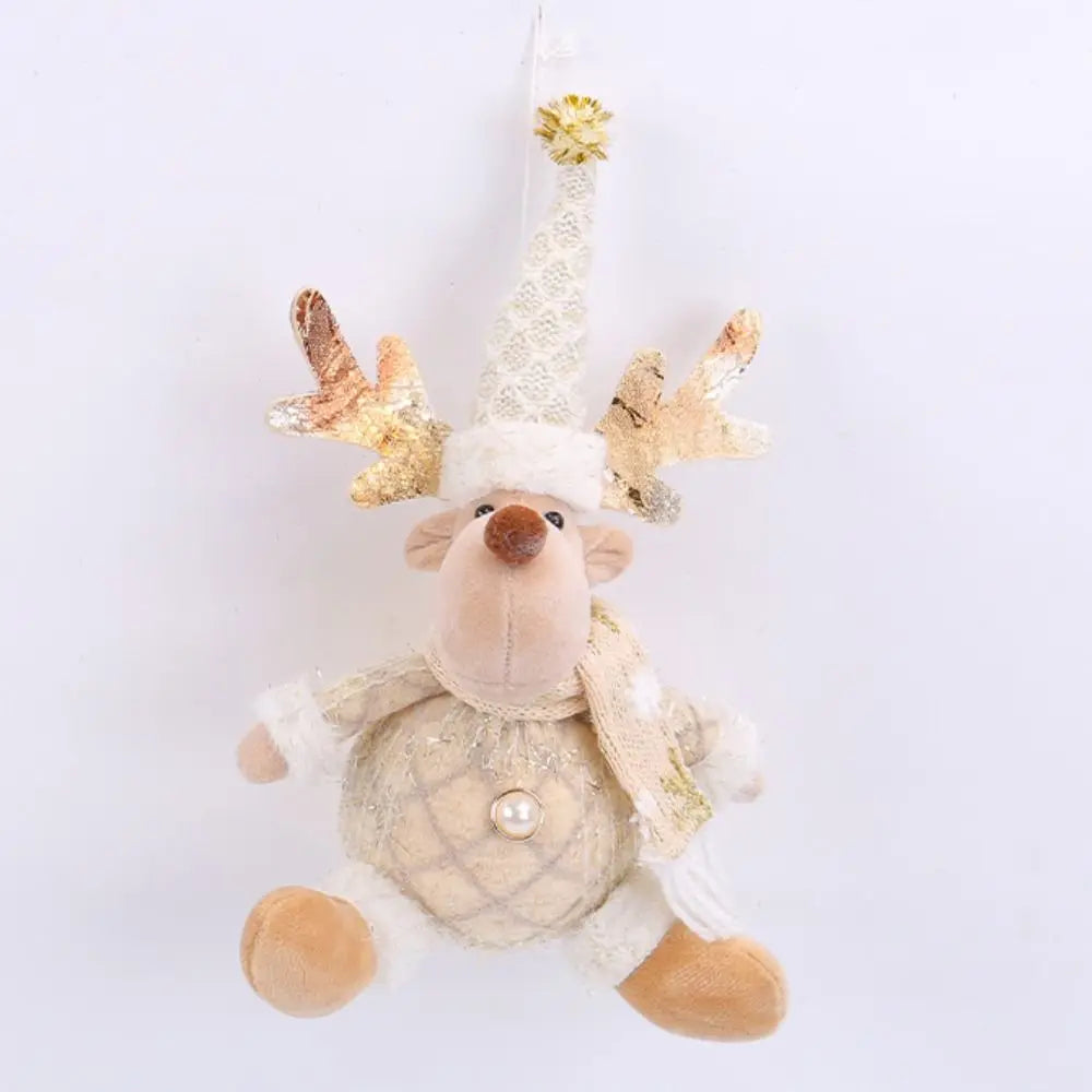 Cute Christmas Tree Pendant Figurine Ornament Elk Christmas Doll Ornament Snowman Elderly Santa Pendant Decor Scene Arrangement