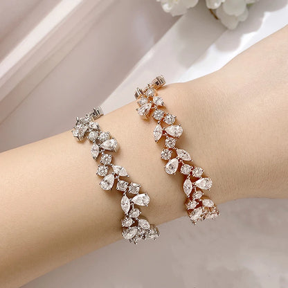 Smyoue 16.8-20.4CTTW Luxury Water Drop Moissanite Bracelet Wedding Female Jewelry Full Diamond Sterling Silver Bangle Plated 18K