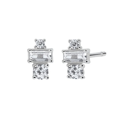 925 Sterling Silver Ear Needle Geometric Zircon Metal Earrings for women Shiny Crystal Luxury Small Stud Fashion Wedding Jewelry