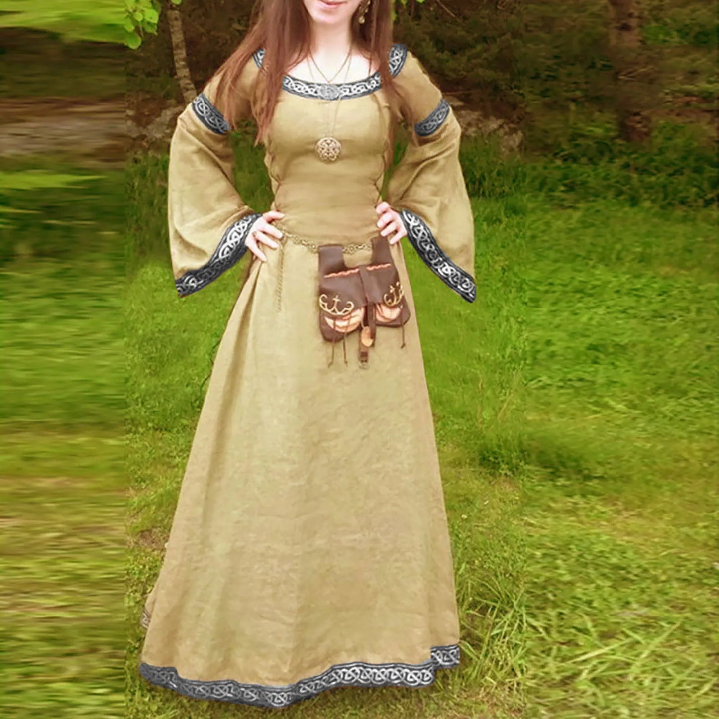 Medieval Gothic Cosplay Costumes for Women Halloween Carnival Party Performance Long sleeve Middle Ages Renaissance Dresses