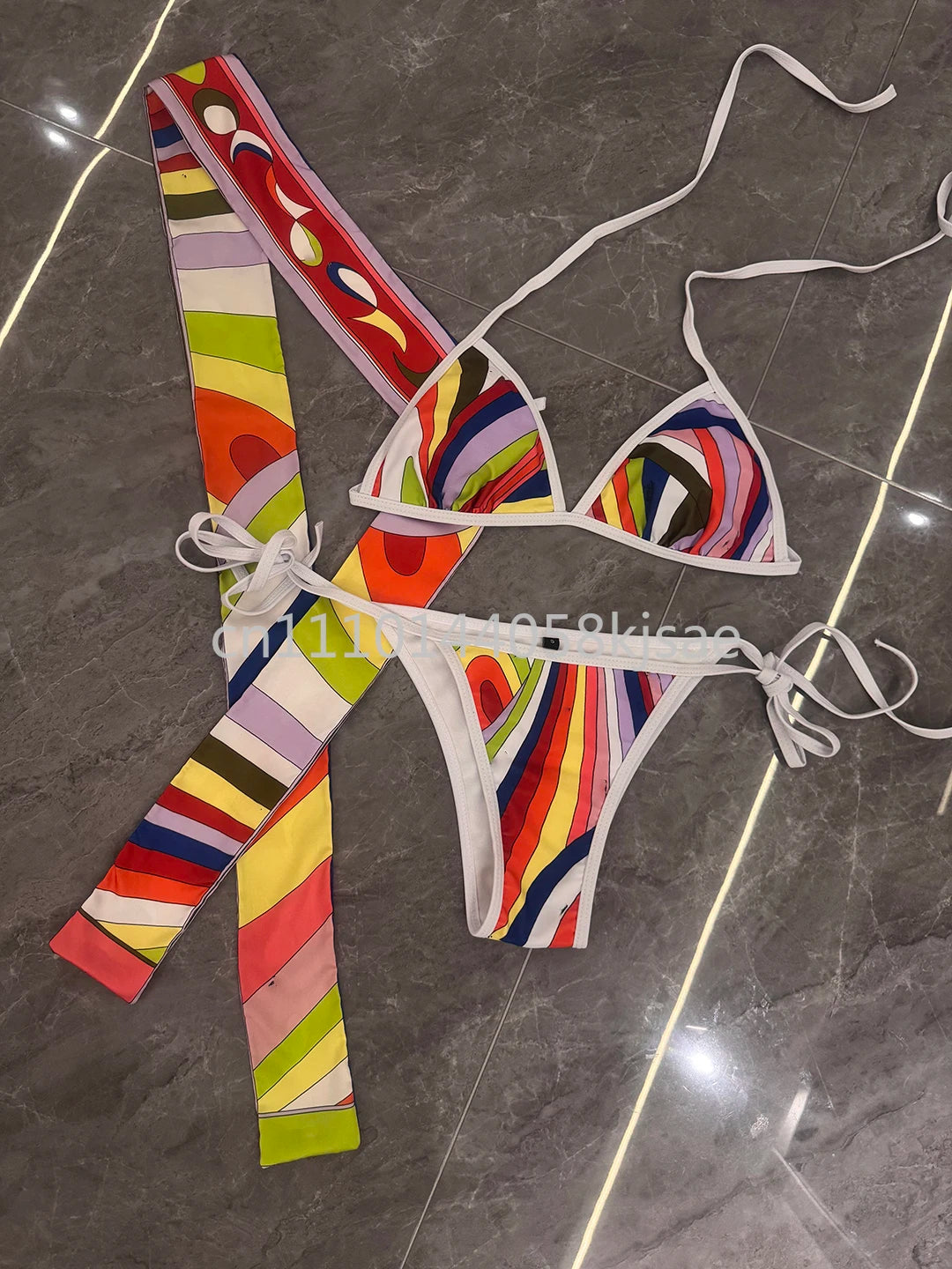 Luxury Design Women's Black Red Scarf Bikini Sets Letter Signature Logo Beachwear Designer Brand Lady Headband Swimsuit Swimwear