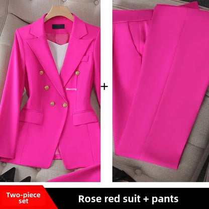 Elegant Women's Fashionable White Western-Style Suit Zihongsuitsuit High-End Business Attire Long-Pants Set For Special Occasion