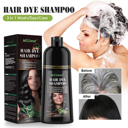 500ml Natural Plant Conditioning Hair Dye Black Shampoo Fast Dye White Grey Hair Removal Dye Coloring Black Hair