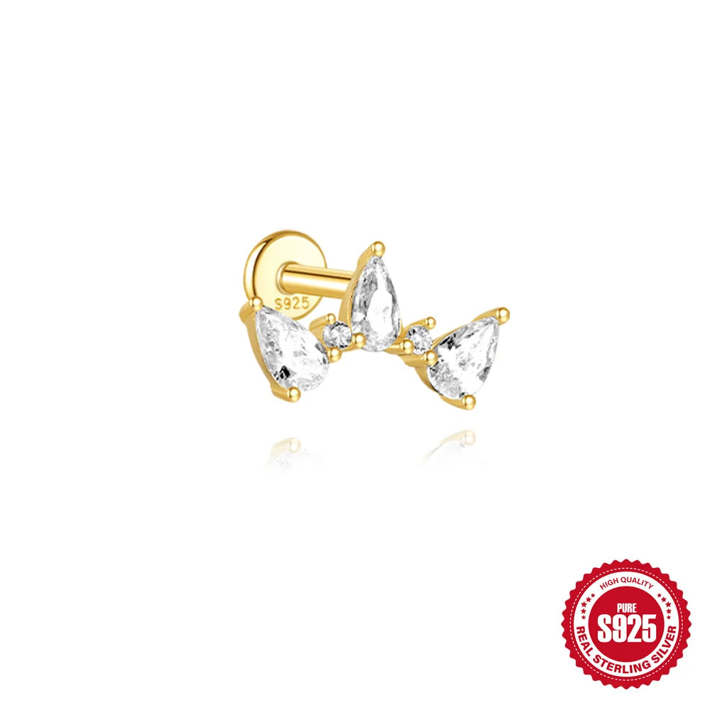 CANNER Pendientes Plata 925 Piercing Stud Earrings For Women Cubic Zirconia 925 Sterling Silver Cartilage Earring Jewerly 1pcs