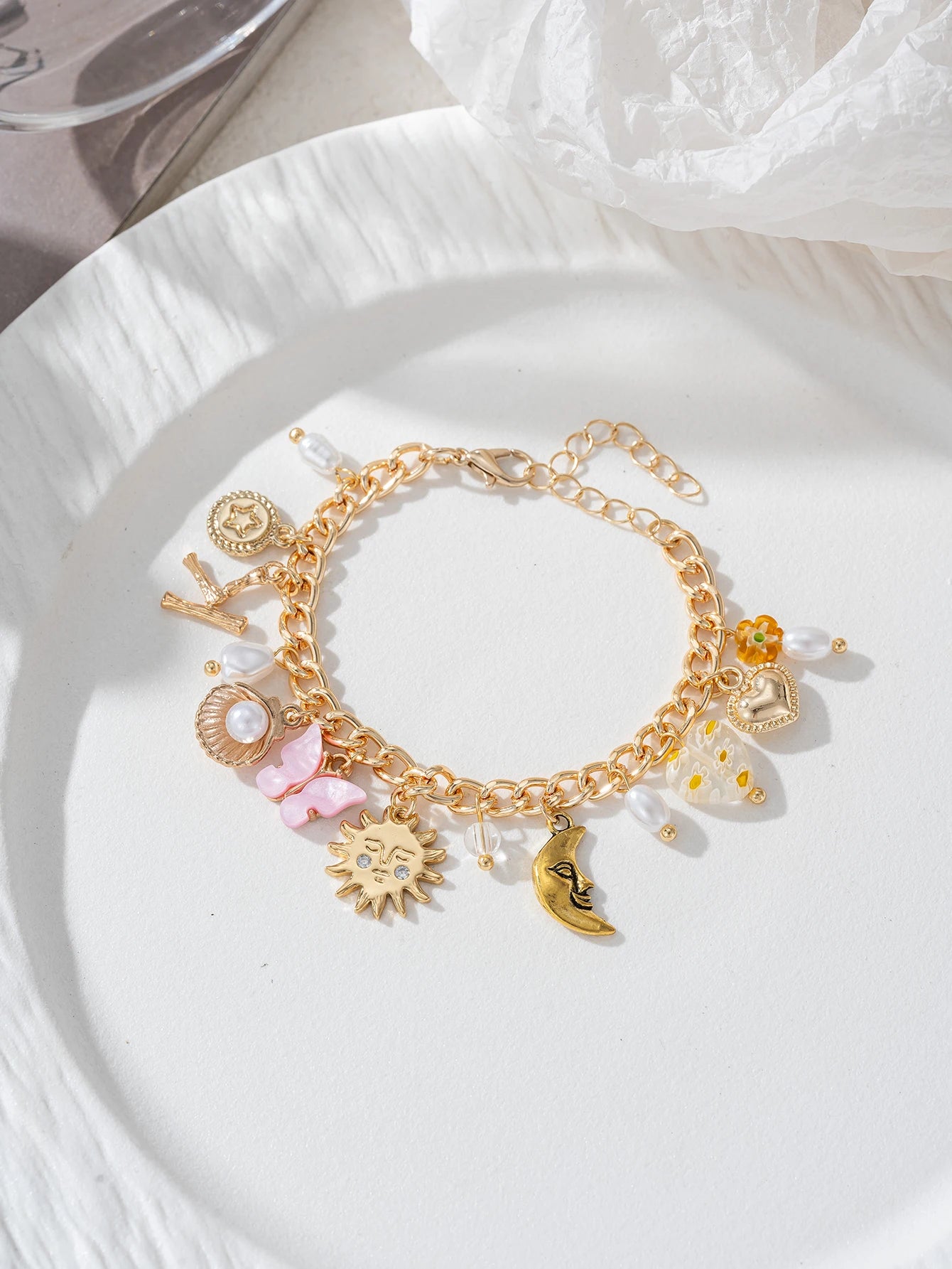 Charm Exquisite Shell Sun Moon Flower Pendant Women's Bracelet Banquet Jewelry
