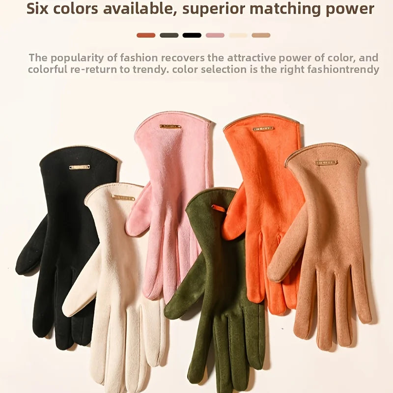 Winter Gloves for Women-Touchscreen Suede Leather Glove with Warm Fleece Lining Gifts