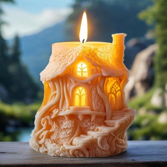 3D Embossed Tree House Silicone Candle Mold DIY Fairy Tale Forest House Aromatherapy Concrete Gypsum Mold Christmas Gift