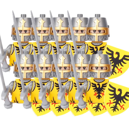 Military Building Blocks Medieval Solider Figures Gifts Toys Weapons Shield Holy Roman Saint Lazarus Jerusalem Knight Legion MOC
