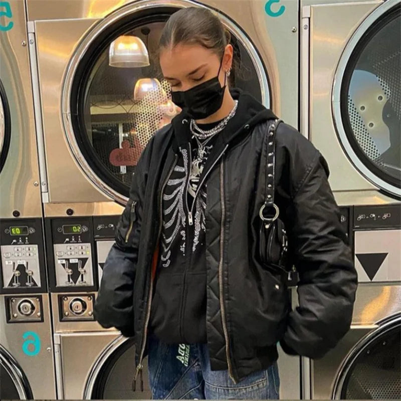 Y2K Clothes Zip Up Hoodies For Women Jacket Grunge Sweatshirts Sudaderas Streetwear 2023 Autumn Hooded for Teen Girls Ropa Mujer