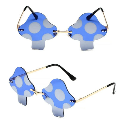 Mushroom Shape Sunglasses Irregular Rimless Sun Glasses Trendy Fun Sunglasses for Women Men Halloween Party Cosplay Eyewear