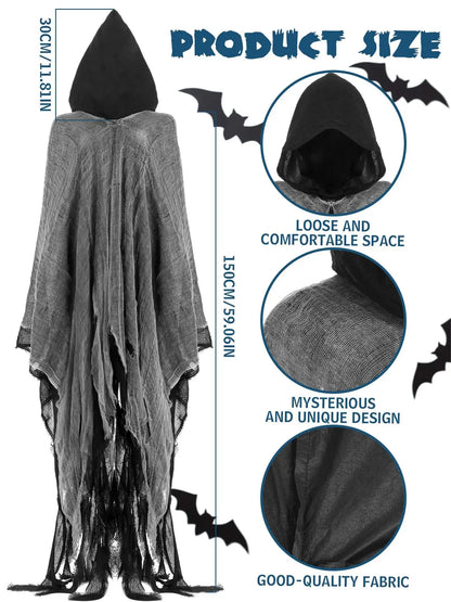 Ghost Dementors Cosplay Costume Unisex Gothic Horror Zombie Vampires Hooded Capes Day Of The Dead Party Props Cloaks