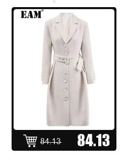 [EAM] Orange Big Size Casual Knitting Cardigan Sweater Lapel Long Sleeve Women New Fashion Tide Spring Autumn 2026 1DJ3315