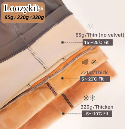 Loozykit Fleece Leggings Women's Insulated Tights Winter Thermal Stockings Sexy High Waist Elastic Pantyhose Skin Effect Socks
