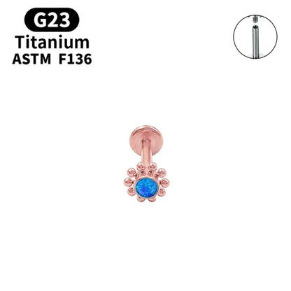 G23 Titanium Lip Labret Nose ASTM-F136 Piercing Body Jewelry Opal Zircon Internally Threaded Earring Helix Tragus Cartilage Ear