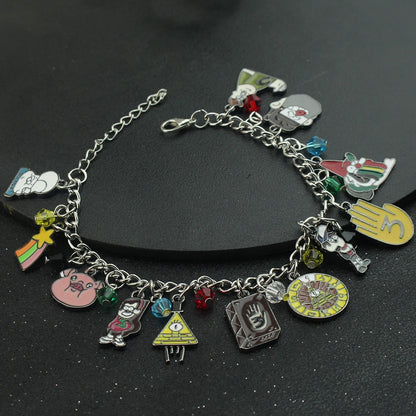 Adventure Animation Gravity Falls Enamel Charm Bracelet Comedy Anime Cartoon Metal Jewellery Accessory Children Gifts