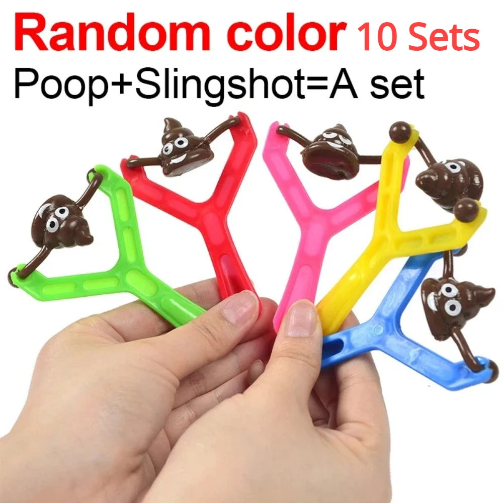5/10 Sets Funny Poop Launcher Poop Slingshot Bullet Children's Birthday Party Christmas Gift Decompression Toys Spoof Props