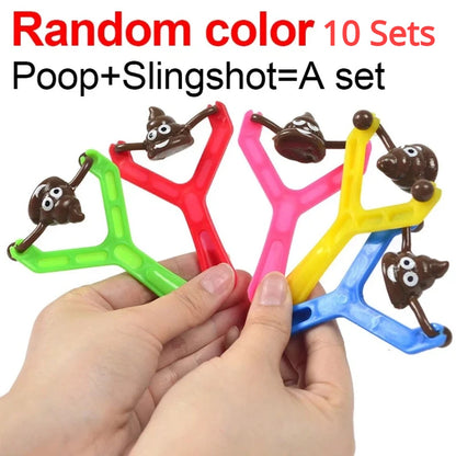 5/10 Sets Funny Poop Launcher Poop Slingshot Bullet Children's Birthday Party Christmas Gift Decompression Toys Spoof Props