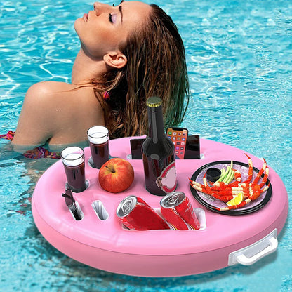 Summer Party Bucket Cup Holder Inflatable Swimming Pool Float Beer DrinkHolder Multifunctional Table Tray Beach Pool Accessories