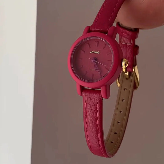 New popular women's watches candy colored  Genuine Leather  belts Girl cute lady watches student watches small round