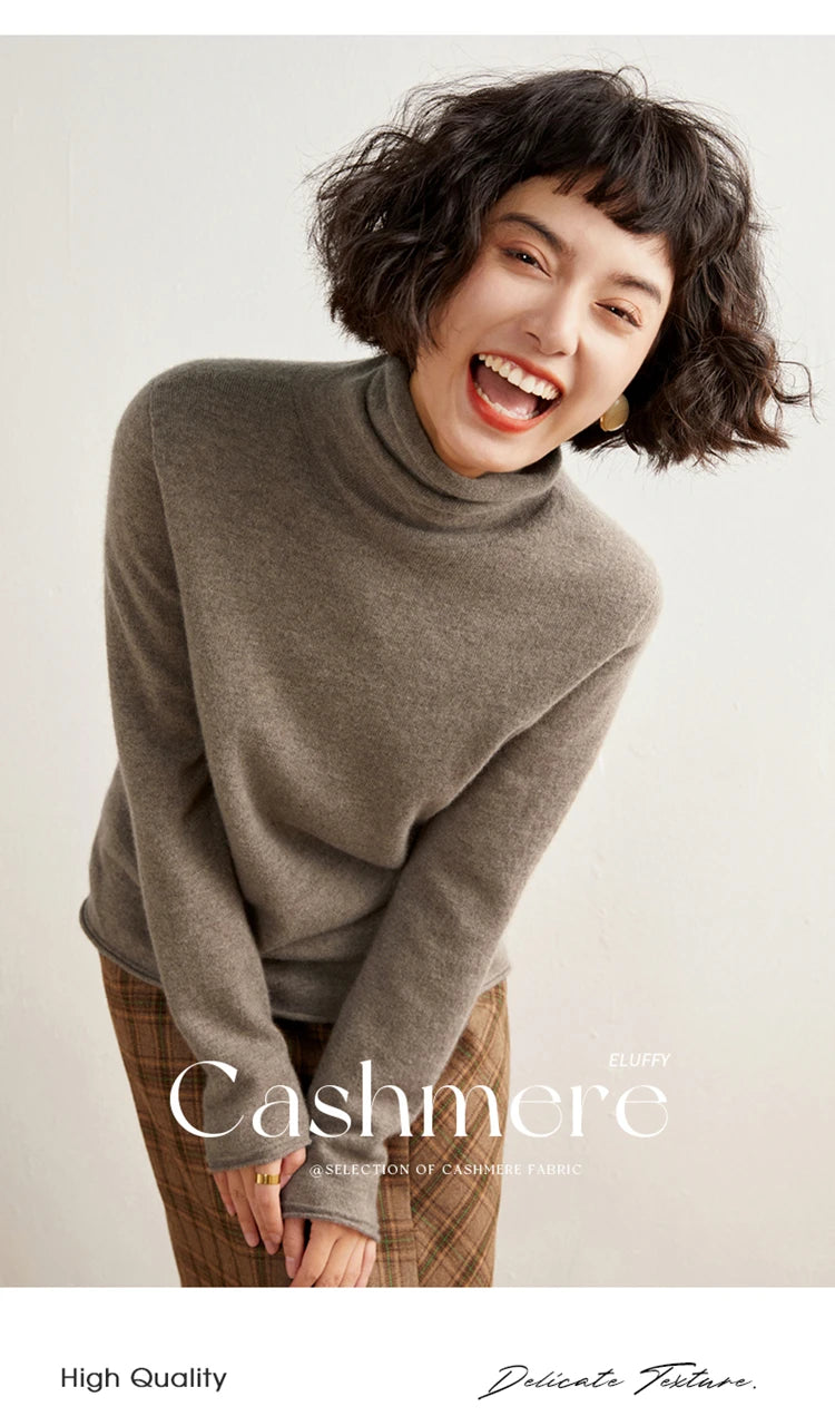 New Women's Cashmere Sweater 100% Pure Cashmere Knitted High Collar Hoodie Hot Selling Soft Solid Color Women's Top