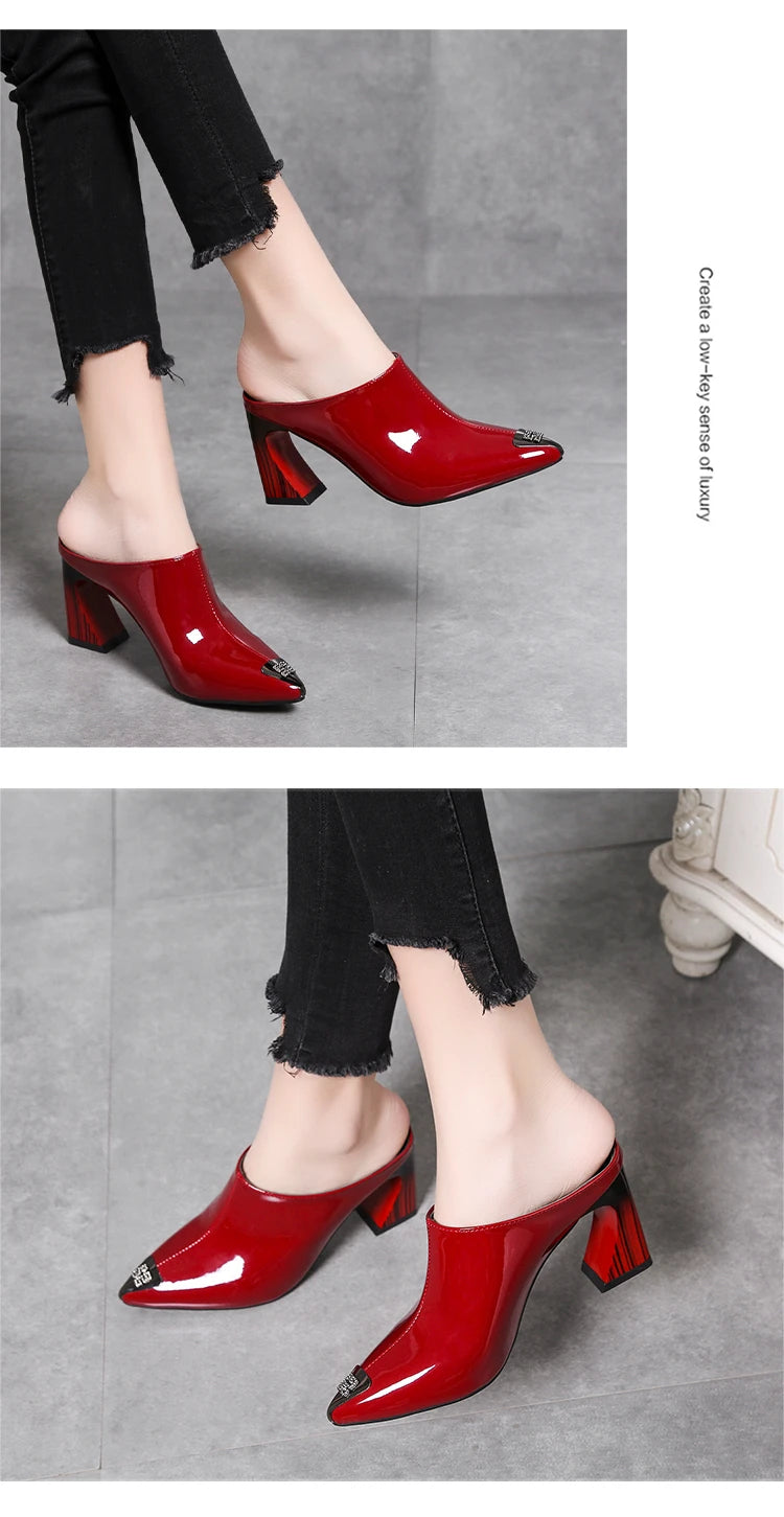 Sandalias Summer 2022 New Women Slipper High Heel Sandal Shoes Ladies High Quality PU Leather Slides Pumps Women