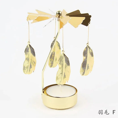Multi-shape Rotating Candlesticks Snowflake Angel Romantic Tea Party Candle Holder Wedding Christmas Metal Home Decor