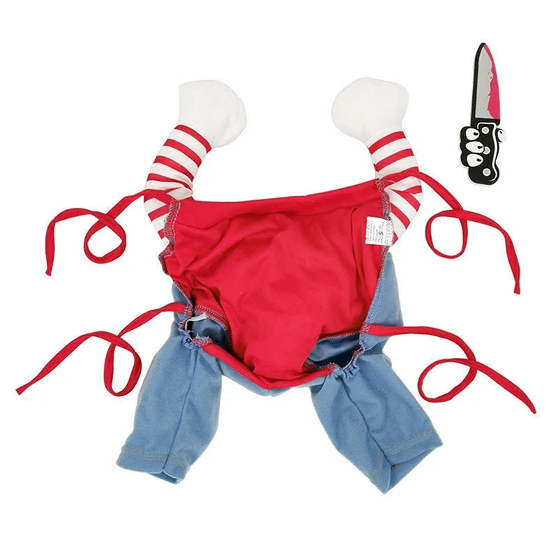 Funny Dog Clothes Dogs Cosplay Costume Halloween Comical Outfits Holding a Knife Set Pet Cat Dog Festival Party Clothing