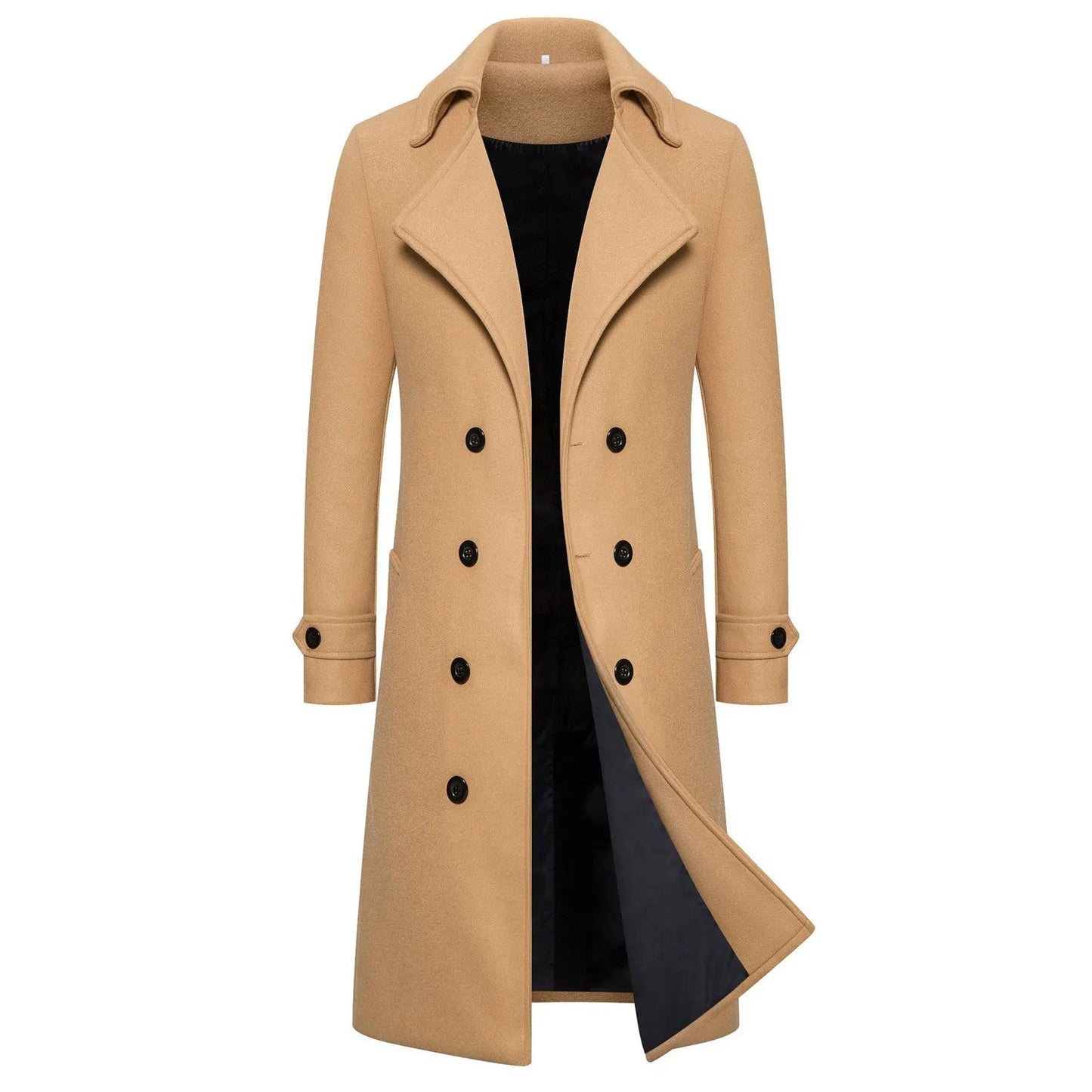 Woolen Warm Men's Double Breasted Overcoat Autumn/Winter Button Long Cardigans Smooths Long Jacket Elegant Trench Coat For Men