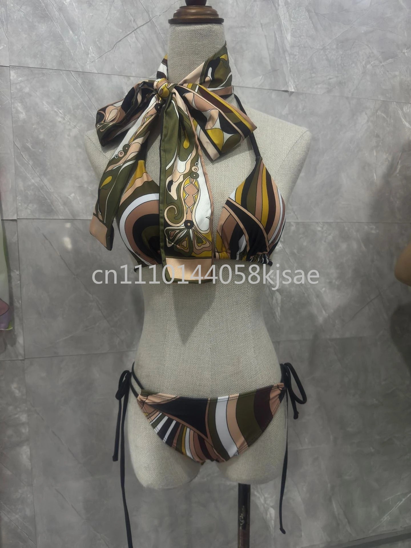 Luxury Design Women's Black Red Scarf Bikini Sets Letter Signature Logo Beachwear Designer Brand Lady Headband Swimsuit Swimwear