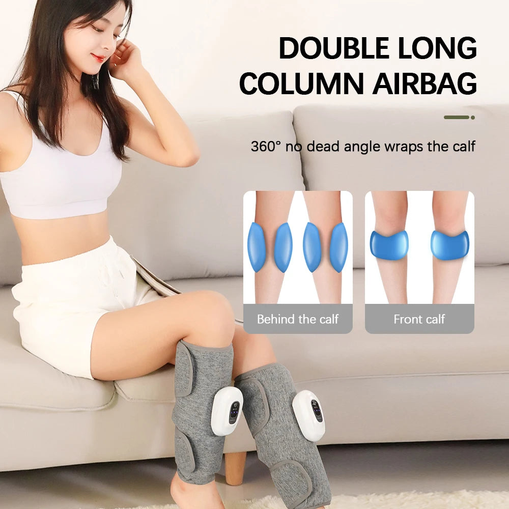 3 Gears 3 Modes Leg Calf Massager Cordless Air Pressure Massager for Fitness Office Gym Muscle Relaxation 15Min Timer