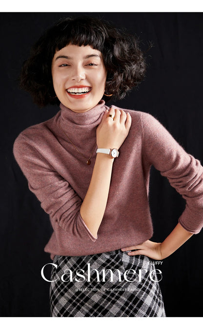 New Women's Cashmere Sweater 100% Pure Cashmere Knitted High Collar Hoodie Hot Selling Soft Solid Color Women's Top