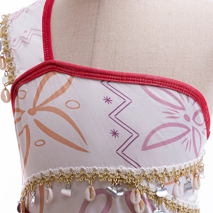EtherealBe kids Moana 2 Halloween costume featuring colorful patterns and charm details