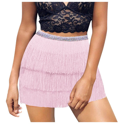 Multilayer Tiered Fringe Latin Dance Skirt Tassel Samba Rumba Tango Ballroom Lesson Dancewear Stage Rave Outfit Party Skirt