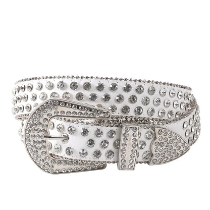 Decorative Women's Belt BB Simon Diamond Fashion Western Belt Full Diamond Embedding PU Wide Crystal Diamond Be