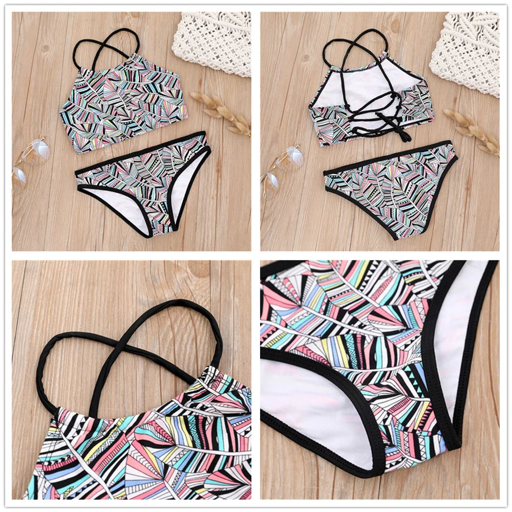 7-14Year Butterfly Print Child Bikini Set 2025 Girls Swimsuit Swimwear For Kids Summer Brazilian Teen Baby Swimming Suit Biquini