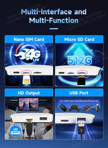 HDMI CarlinKit 8G+128G CarPlay Ai Box Android 13.0 Wireless Android Auto&CarPlay SM6225 Qualcomm 8-Core For Netflix Smart TV Box