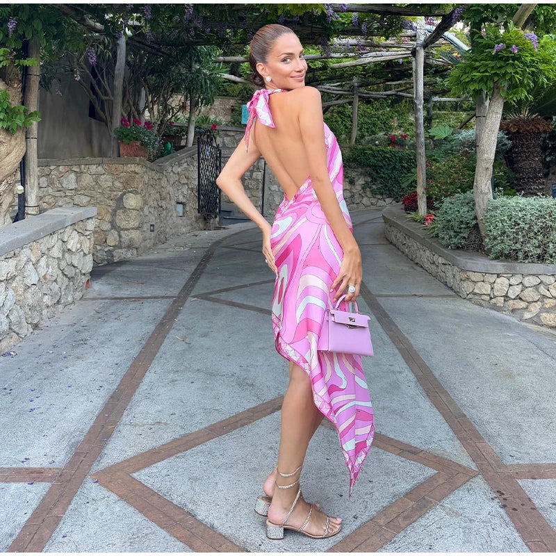 Geometric Print Cape Women's Set Loose Batwing Sleeve Top Flowy Maxi Skirt 2025 Summer Elegant Suit Holiday Fashion Lady Sets