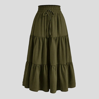Women'S Boho Vintage Floral Print Maxi Skirt Elastic High Waist Pleated Flowy A Line Long Skirts Toddler Fall 2024 Falda Short