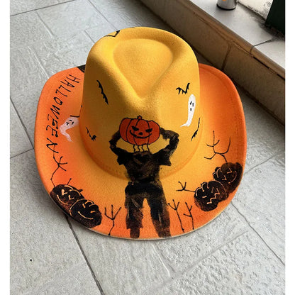 EtherealBe Halloween Cowboy Hat for Adults - Spooky Style
