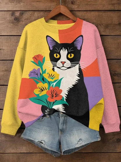 Fashion Women's Art Printed Sweatshirt 3D Print O-Neck Long Sleeve Tops Summer Casual Women's Clothing Apparel Y2K Streetwear