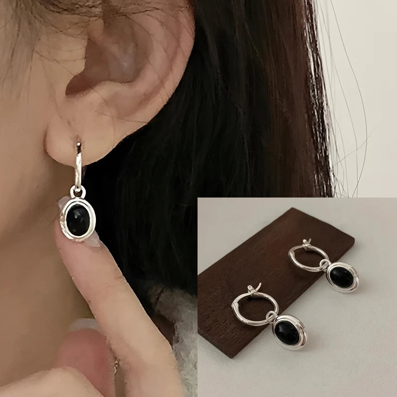 Original 925 Sterling Silver Hoop Earrings For Women Love Heart Round Vintage Earring Jewelry Party Christmas Gift