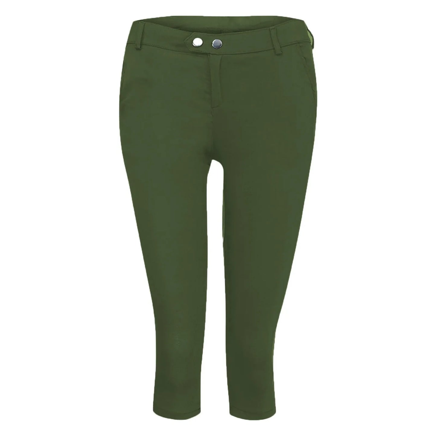 Women's Slim Fit Casual Solid Color Button Pocket Capris For Women