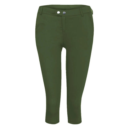 Women's Slim Fit Casual Solid Color Button Pocket Capris For Women