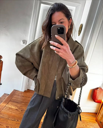 Women's 2025 new Jackets Autumn Fashion Loose Bat Sleeves Elegant Women's Jackets Chic Street Youth Autumn Long Sleeves Coats