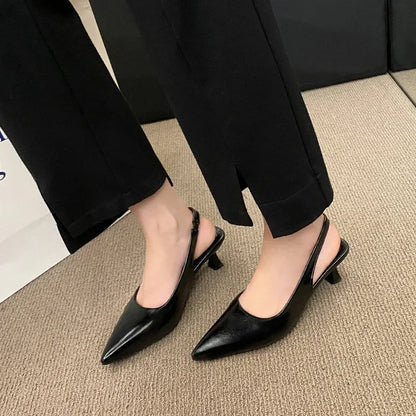 EtherealBe Mid Heel Pointed Toe Slingback Shoes